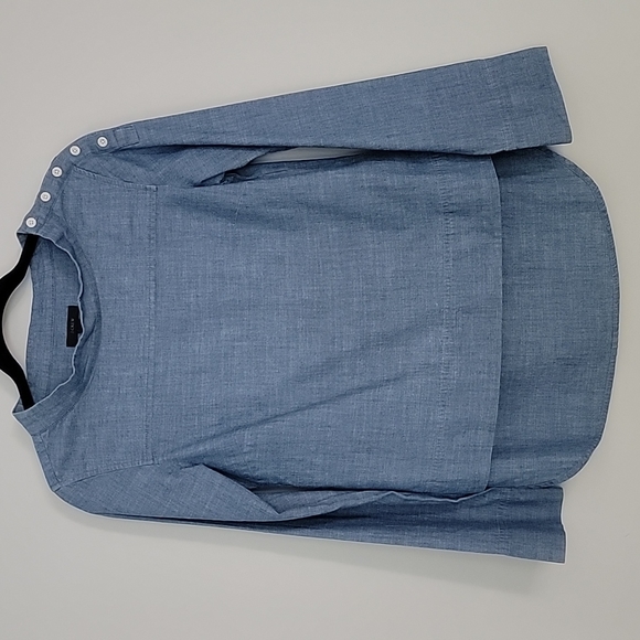 J Crew Charmbray Funnel Neck Long Sleeve Shirt - Picture 4 of 14